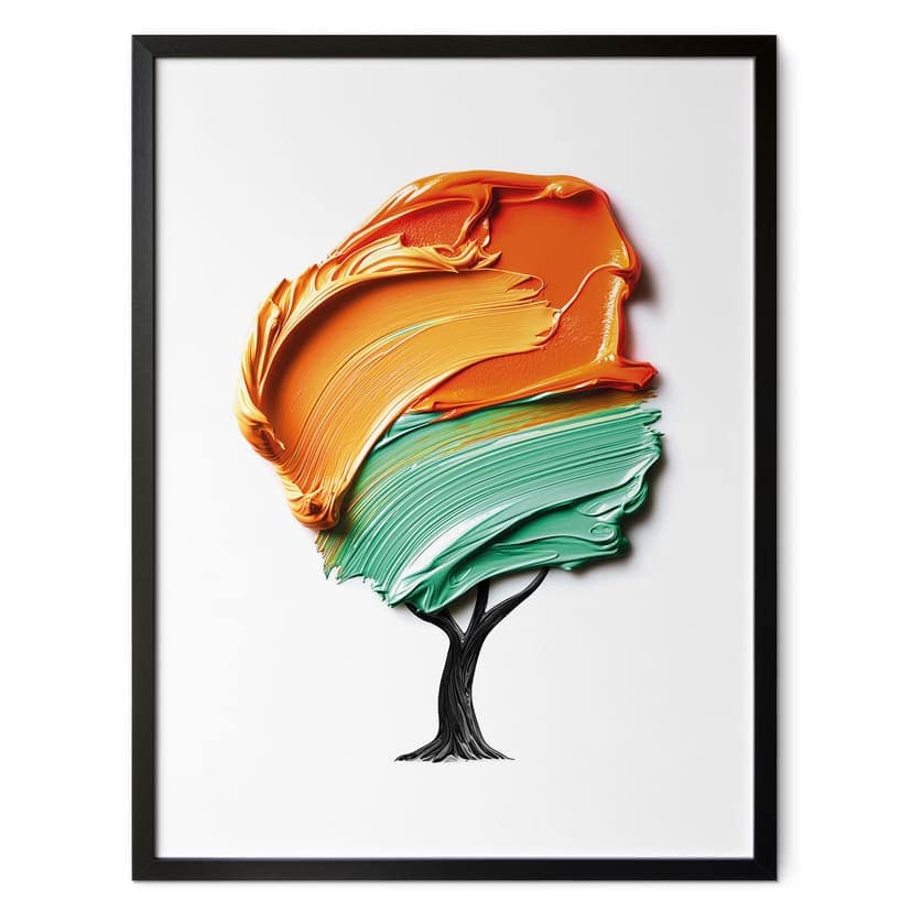 Plakat drzewo z pomarańczową i zieloną koroną 3D - Mielu