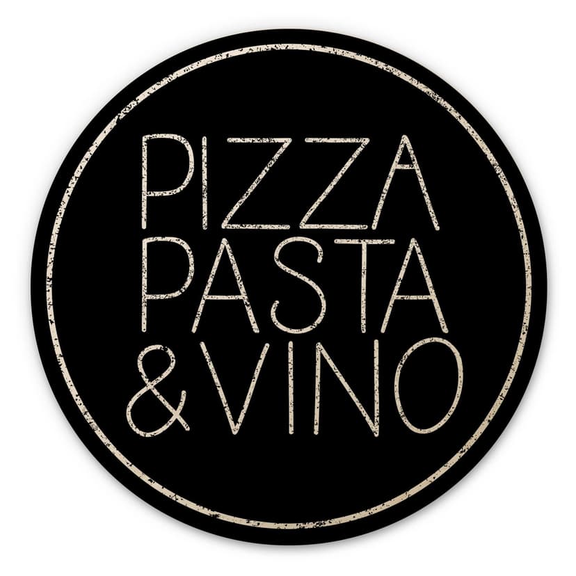 Obraz drewniany Pizza Pasta & Vino czarny - okrągły