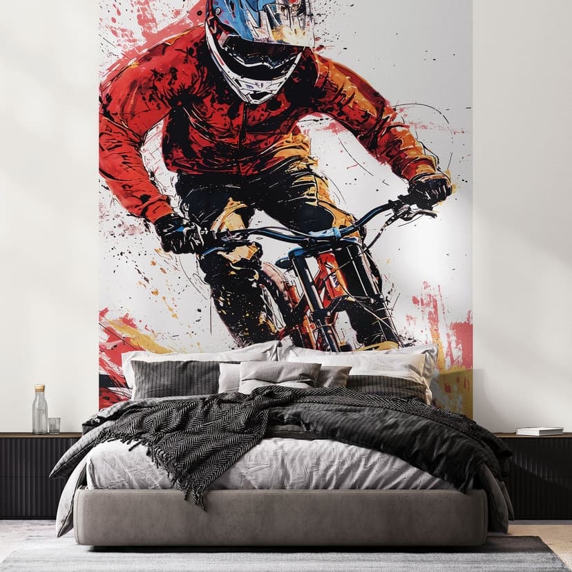 Fototapeta z dynamicznym rowerzystą górskim - Jaszke