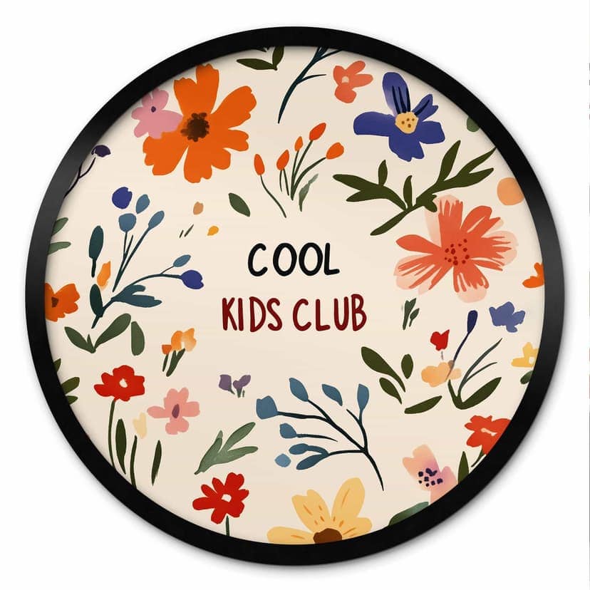Plakat dla dzieci - Cool Kids Club Kolorowe kwiaty - Treechild - Okrągły