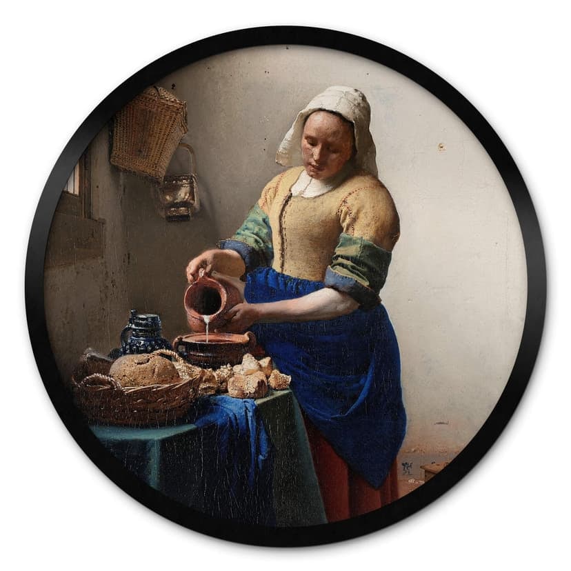 Plakat Vermeer - Dziewczyna z dzbankiem mleka - okrągły