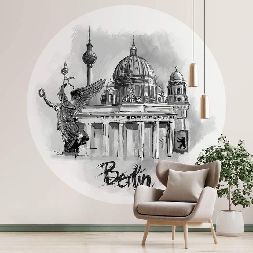 Fototapeta Berlin - Czarno-biały - Okrągły - Pokochaj swoje miasto - tapeta flizelinowa/tapeta flize