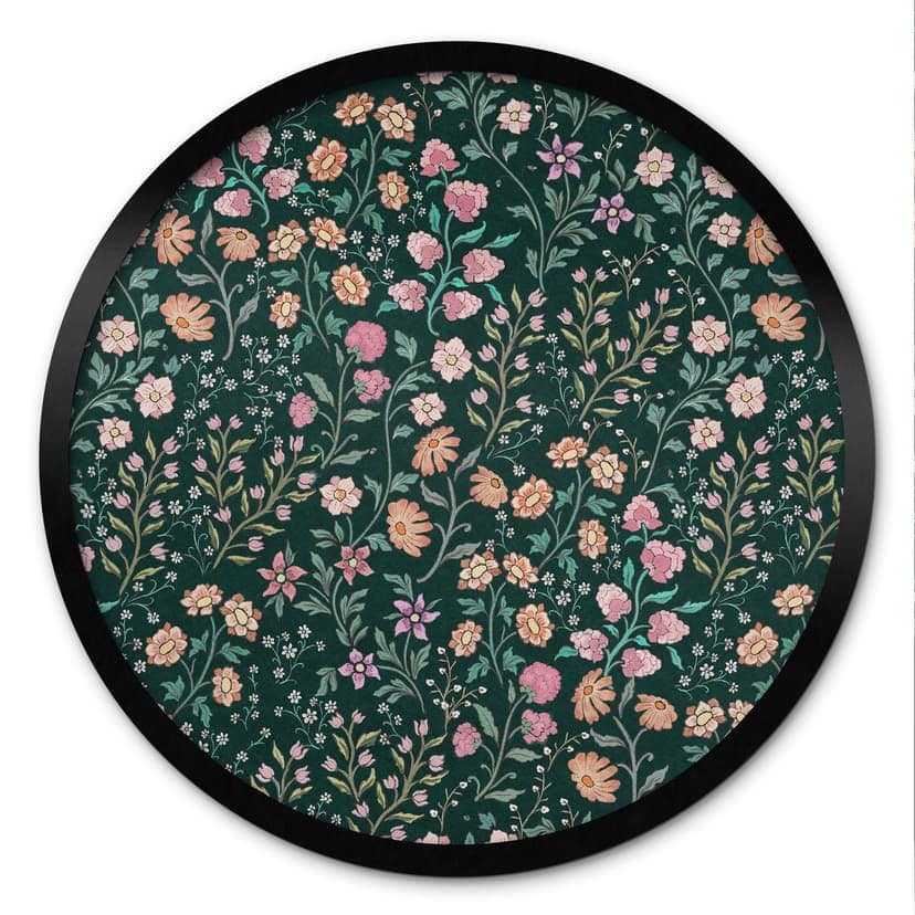 Plakat Meadow Flowers Vintage - Ciemnozielony - Bloomery Decor - Okrągły