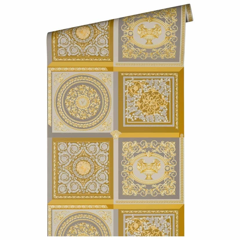 Versace Home włóknina tapeta barokowy złoty srebrny Próbki projektant luksusowe tapety