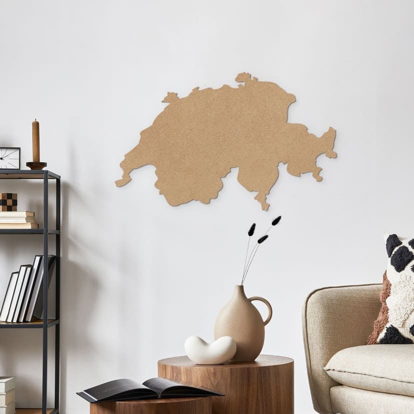 Dekoracja drewniana MDF mapa Szwajcaria - natura