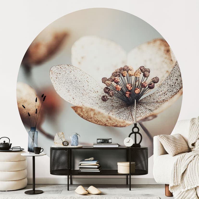 Fototapeta Boho suszone kwiaty makro - Treechild - okrągła - samoprzylepna/nie tkana