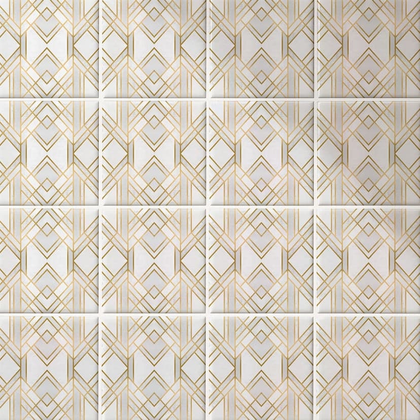 Naklejki na płytki Fredriksson - Art Deco - Złota geometria - Zestaw 12 sztuk