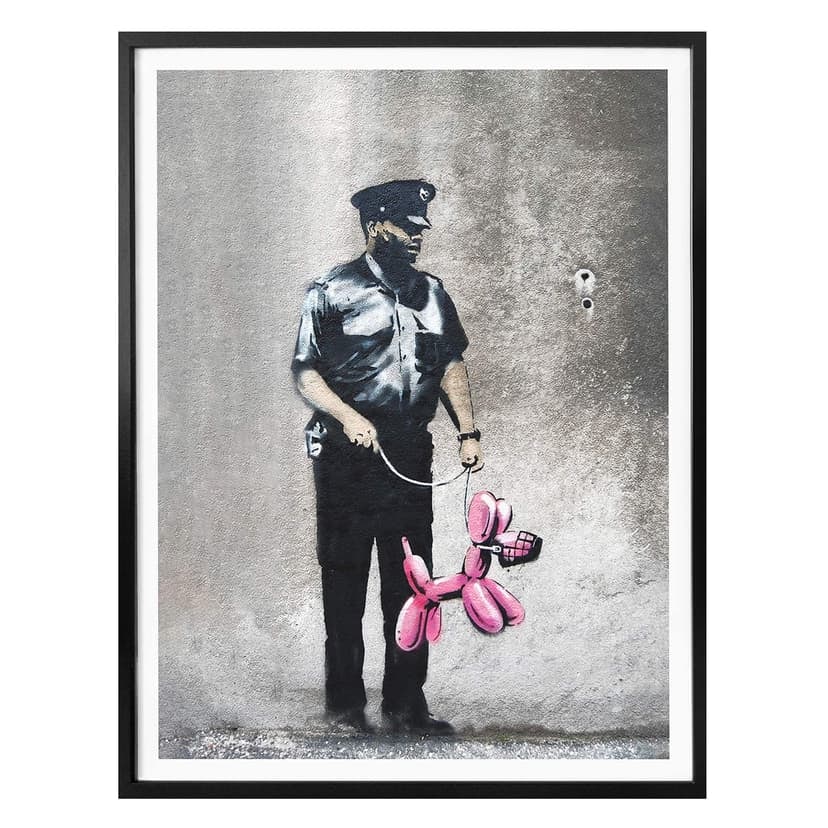 Plakat Banksy - Strażnik policyjny różowy pies z balonem
