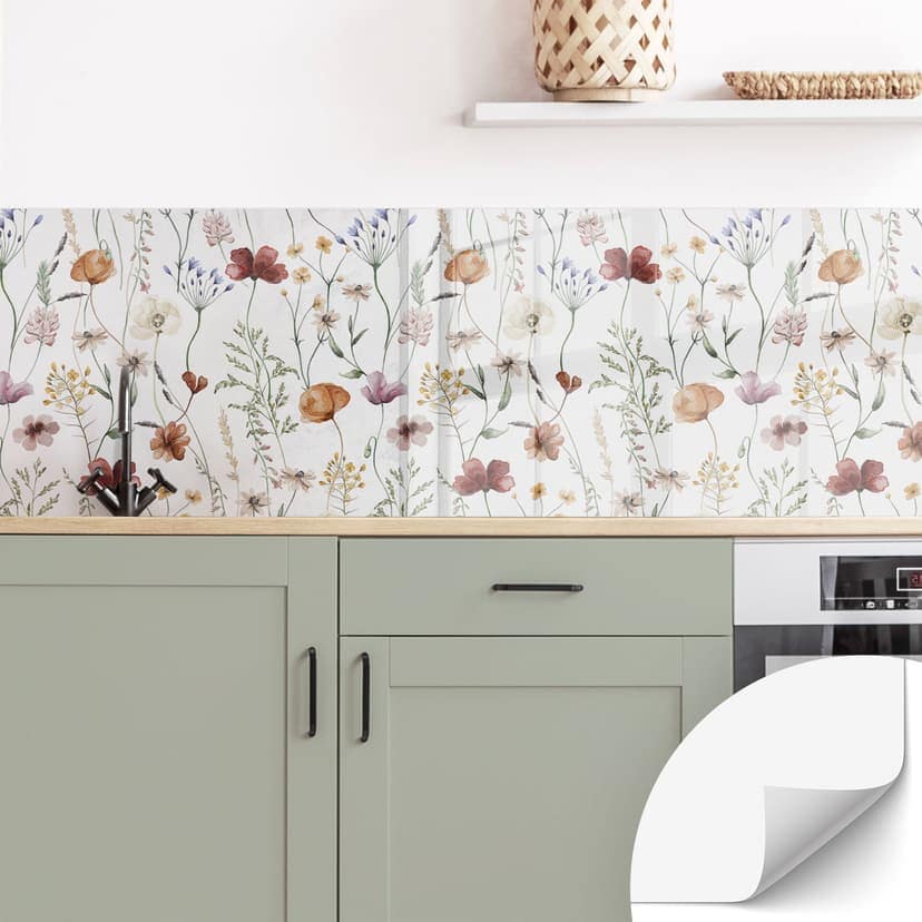 Samoprzylepny panel ścienny do kuchni Kolorowe kwiaty - UN Designs