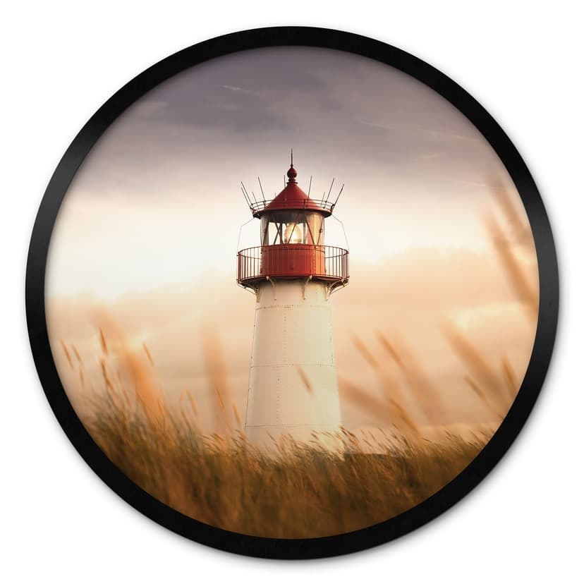 Plakat latarni morskiej na wybrzeżu Sylt - Eisenmann - Round