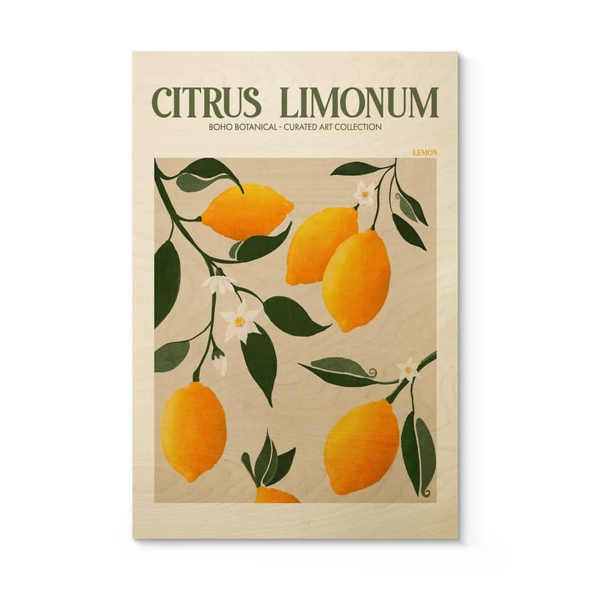 Plakat drewniany Boho drzewko cytrynowe - Citrus Limonum - Tunaboylu