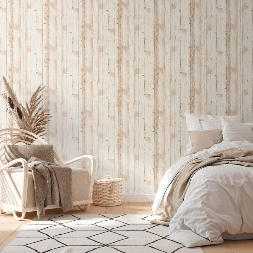 Tapeta flizelinowa o wyglądzie drewna - tapeta bez PVC A.S. Création Beige White 385021