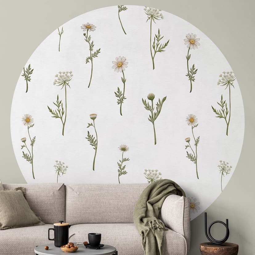 Romantyczna łąka z polnymi kwiatami Fototapeta - Kikki Belle - Round - tapeta flizelinowa/tapeta fli