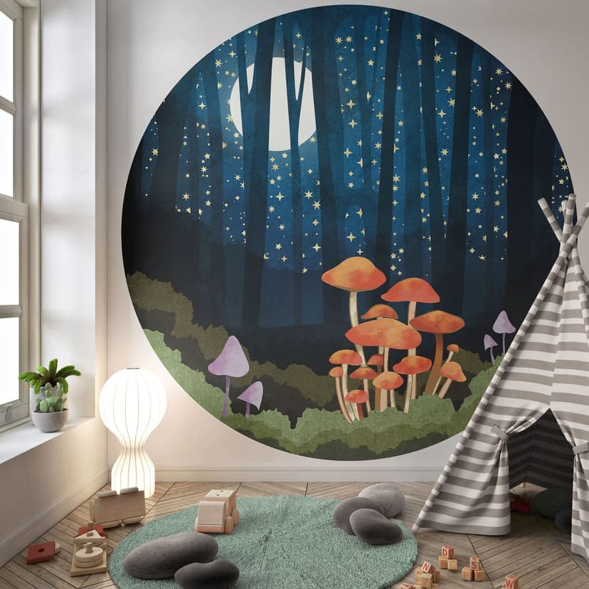 Fototapeta las i gwiazdy nocą - SpaceFrog Designs - Okrągła - tapeta flizelinowa/tapeta flizelinowa