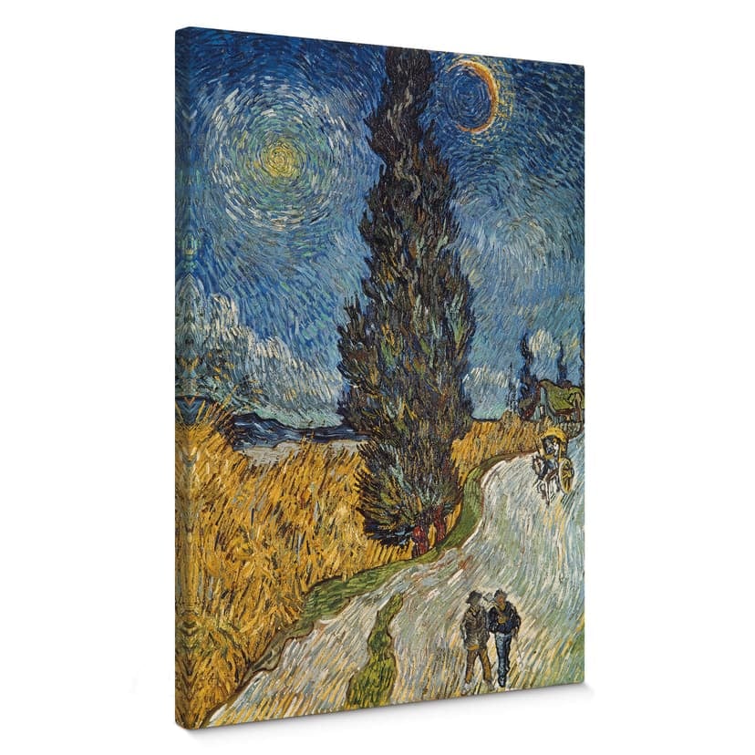 Obraz na płótnie van Gogh - Wiejska droga z cyprysem i gwiazdą