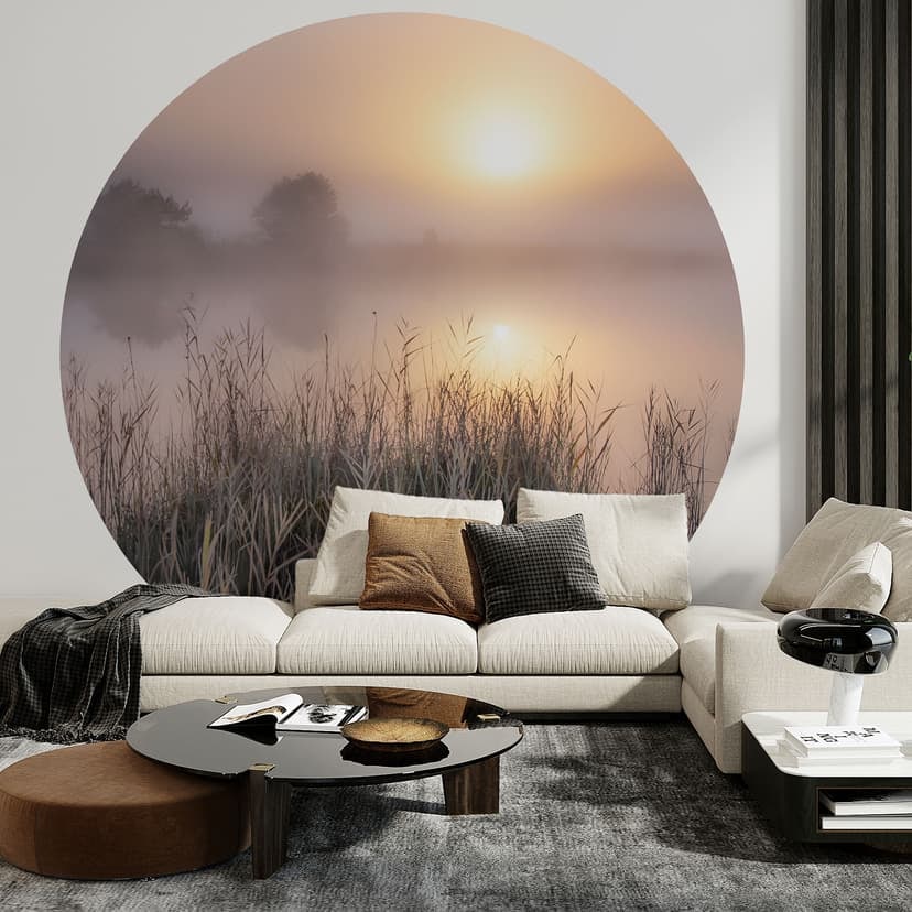 Fototapeta Mglisty jesienny dzień | fotografia natury do salonu - Eisenmann - Round - tapeta flizeli