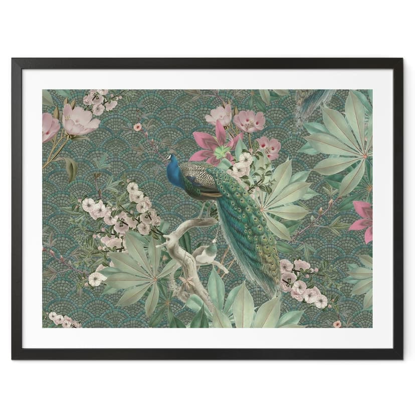 Plakat paw w tropikalnym ogrodzie na mozaice - Bloomery Decor