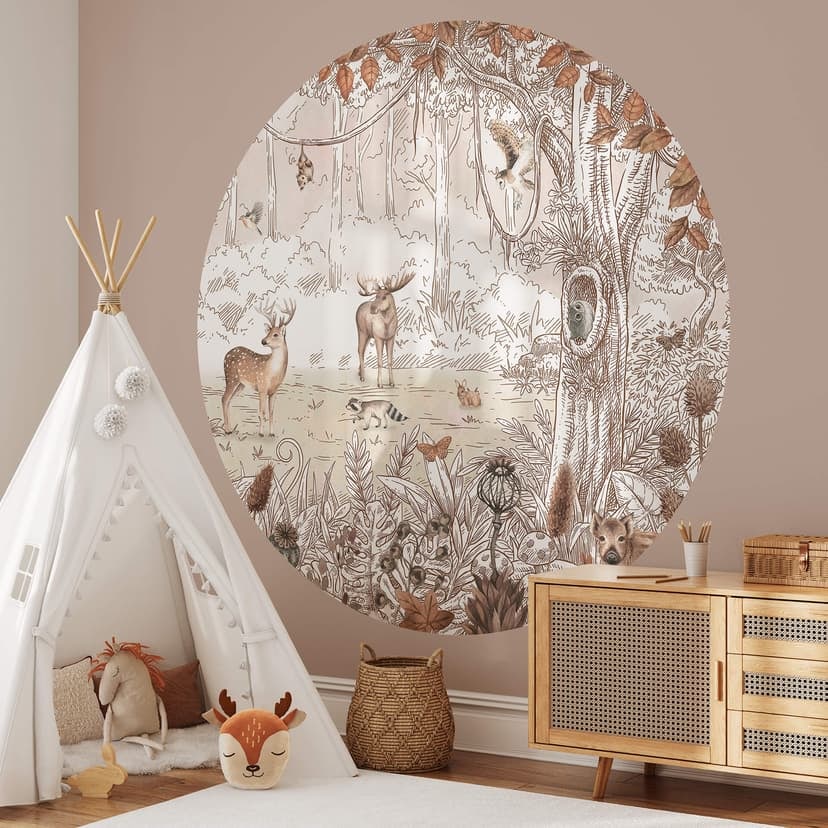 Kikki Belle - Leśni przyjaciele jesień - Fototapeta okrągła - tapeta flizelinowa/tapeta flizelinowa