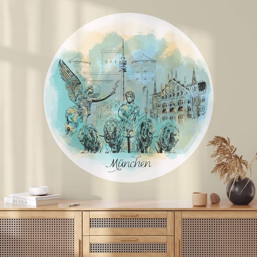 Naklejka na ścianę Monachium - okrągła - Love your City