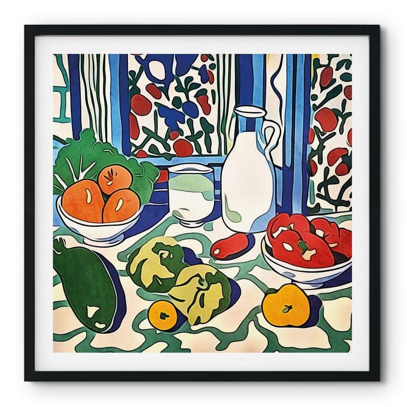 Plakat Owoce i warzywa na kuchennym stole - Inspirowany Matisse - Zamart