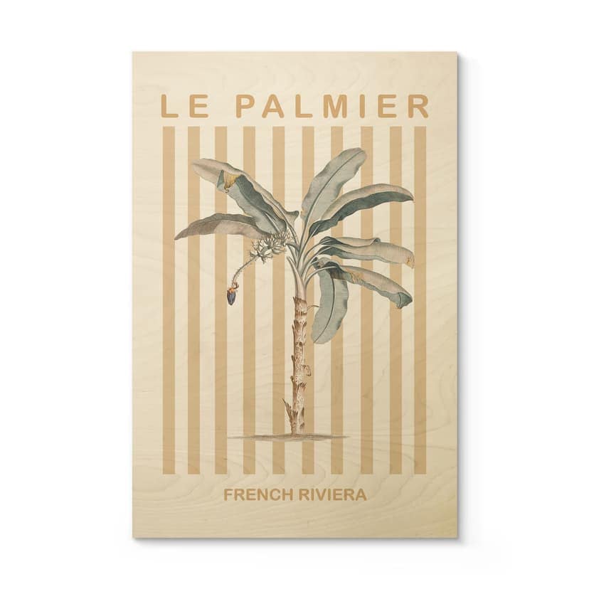 Plakat drewniany palma na Riwierze Francuskiej - Grace Digital Art