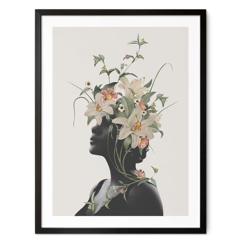 Plakat Frida Floral Studio - Sylwetka kobiety z kwiatami lilii