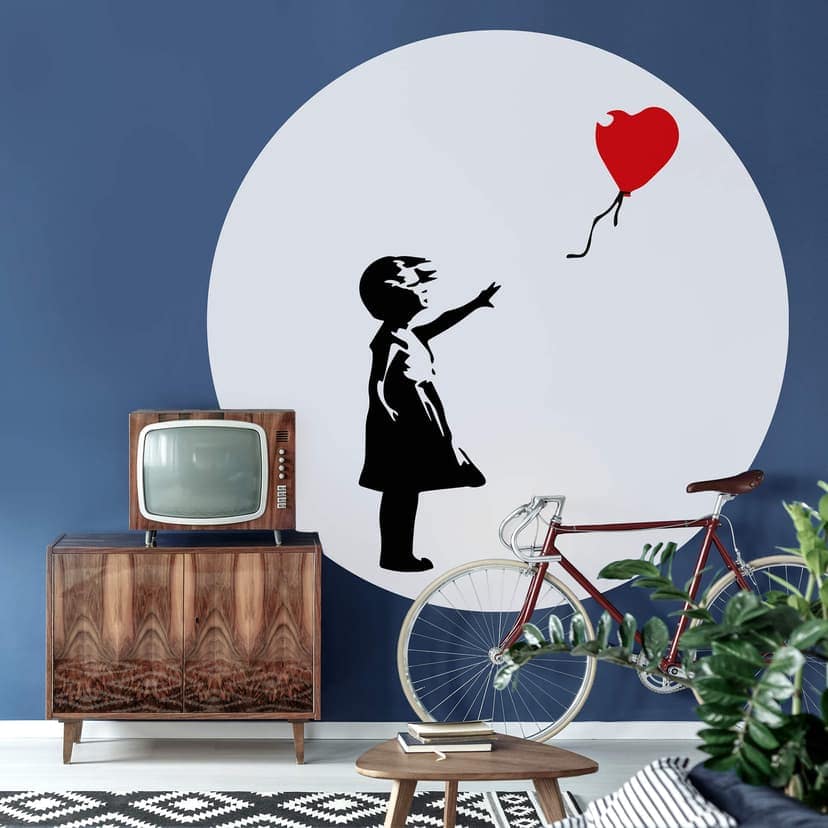 Banksy - Dziewczynka z czerwonym balonikiem - Fototapeta okrągła - tapeta flizelinowa/tapeta flizelinowa samoprzylepna