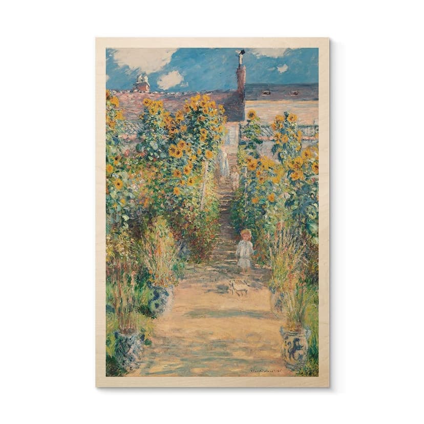 Plakat drewniany Monet - ogród Moneta w Vétheuil