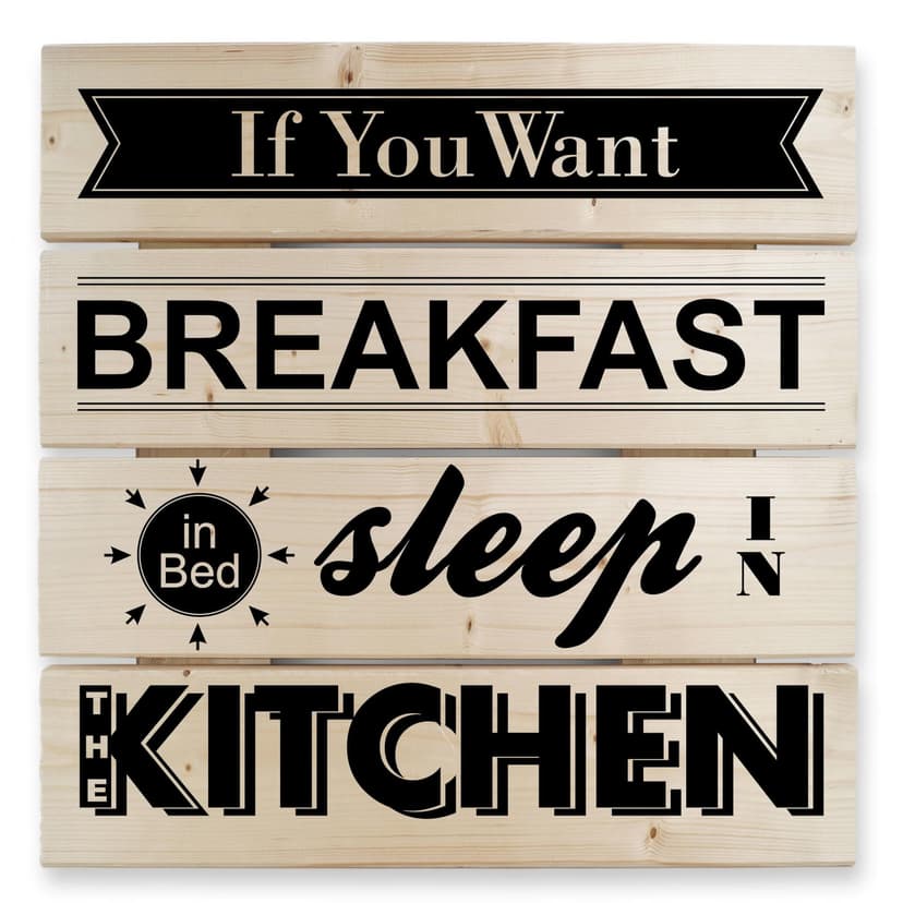 Obraz drewniany If you want Breakfast - czarny - 40x41,5 cm