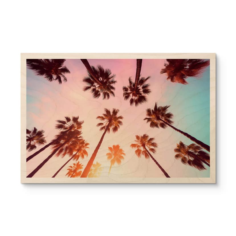 Plakat drewniany California Dreaming z widokiem na palmę - Hugonnard