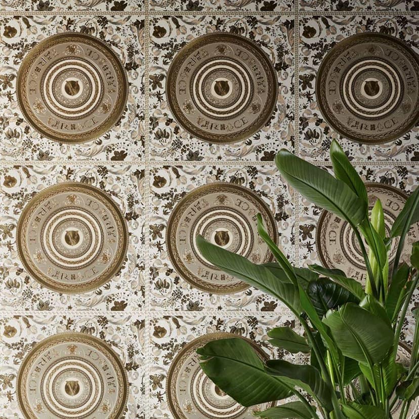 Versace Home designerska tapeta w kwiaty brązowo-złota luksusowa tapeta z włókniny w kwiaty