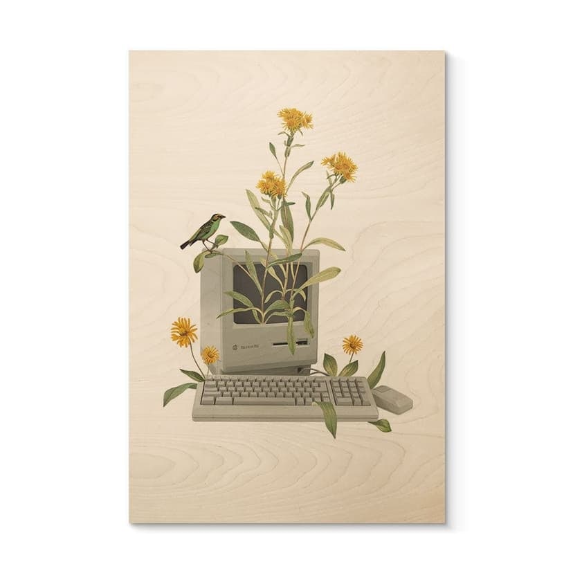 Vintage botaniczny komputerowy Plakat drewniany - Frida Floral Studio