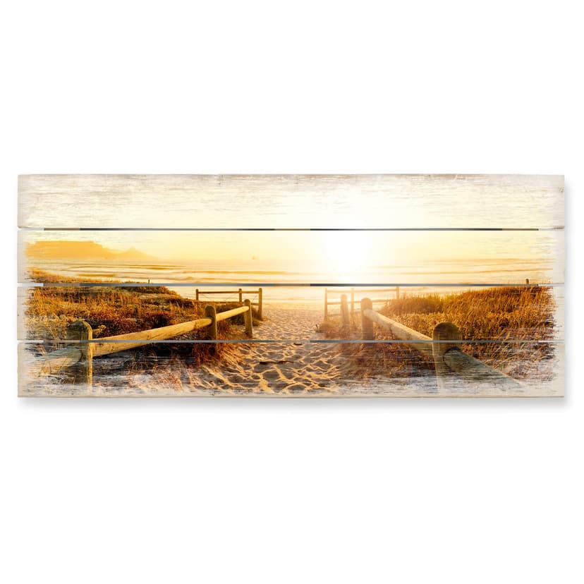 Obraz drewniany Zachód słońca na plaży - Panorama