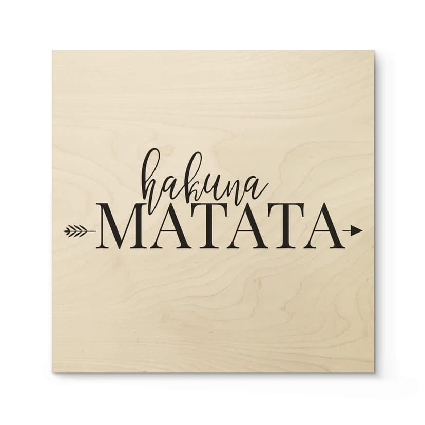 Plakat drewniany Hakuna Matata ze strzałką - Kwadrat