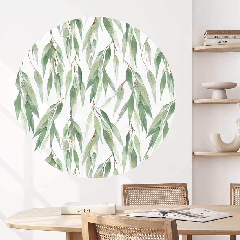 Naklejka na ścianę Gałęzie z zielonymi liśćmi - UN Designs - Okrągła