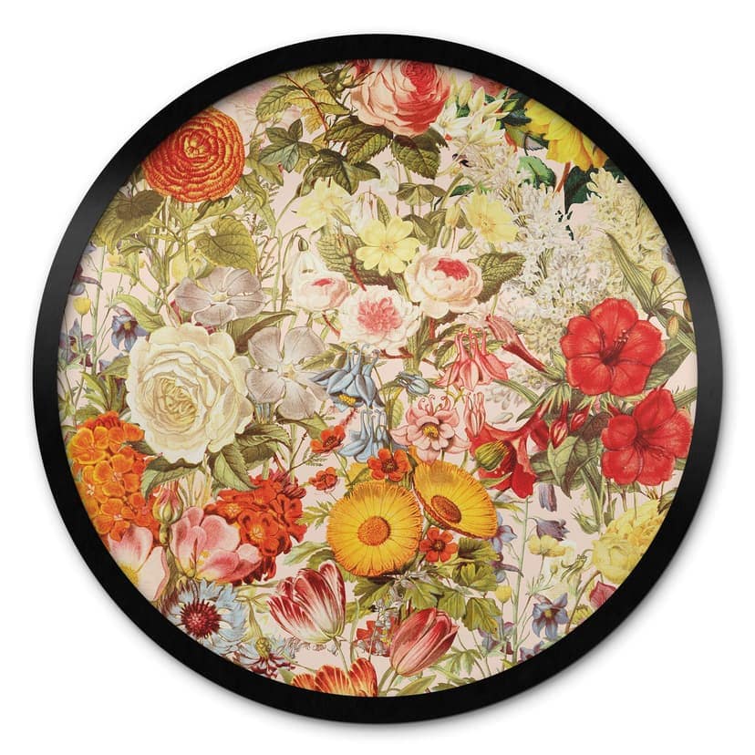 Plakat Kolorowy kolaż kwiatowy - Frida Floral Studio - Okrągły