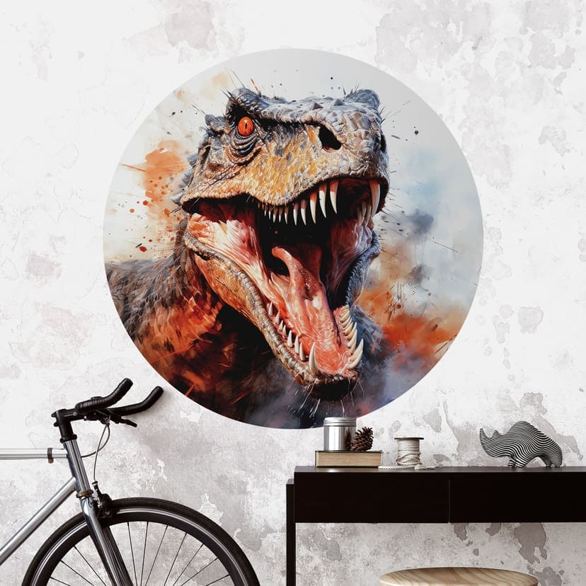 Naklejka na ścianę dinozaura T-Rex: Dzikie oblicze prehistorii - Jaszke - Round