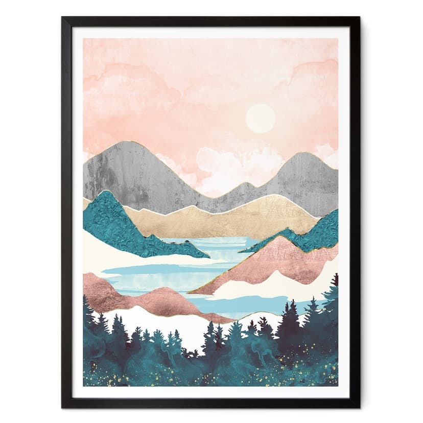 Plakat SpaceFrog Designs - Wschód słońca nad jeziorem