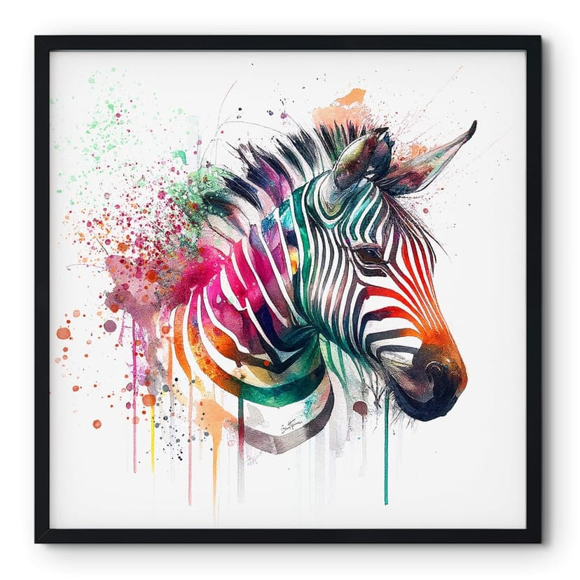 Plakat Heine - Tęczowa Zebra - Kwadrat