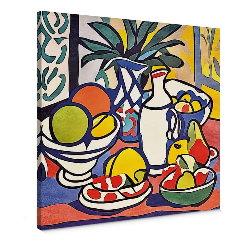 Obraz na płótnie Mleko i owoce - Inspirowane Matisse - Zamart - Kwadratowy