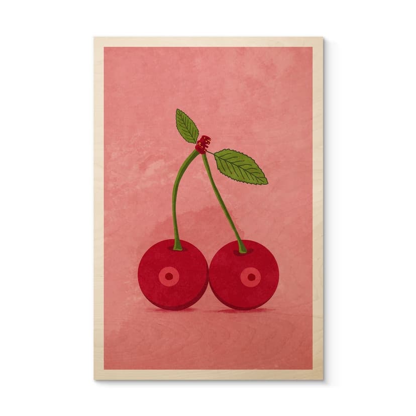 Plakat drewniany Zmysłowe wiśnie | Feminizm - Oltmanns