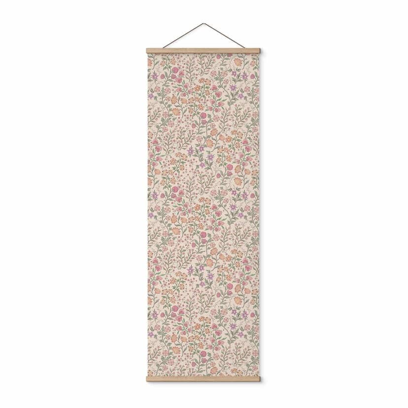 Stoffbild Wiesenblumen Vintage - Beige - Bloomery Decor - Panorama