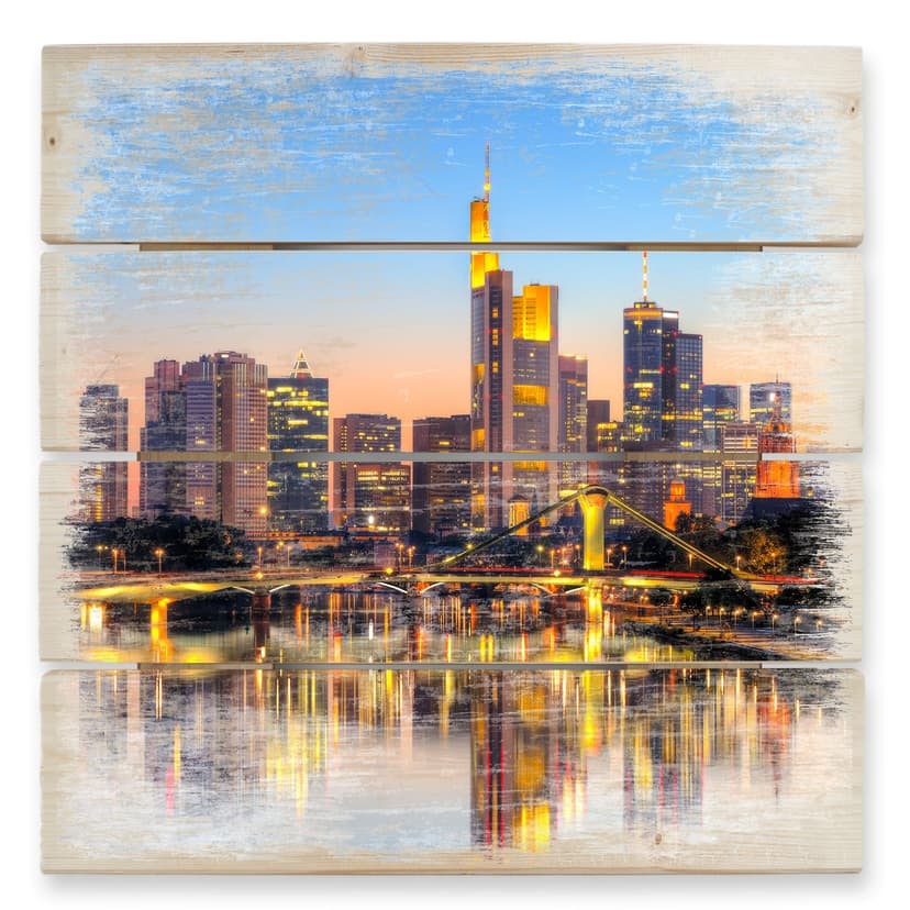 Obraz drewniany Frankfurt światła - 40x41,5 cm