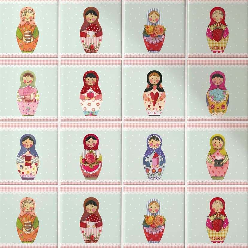 Naklejki na płytki Leffler - Matryoshka - Zestaw 12 sztuk
