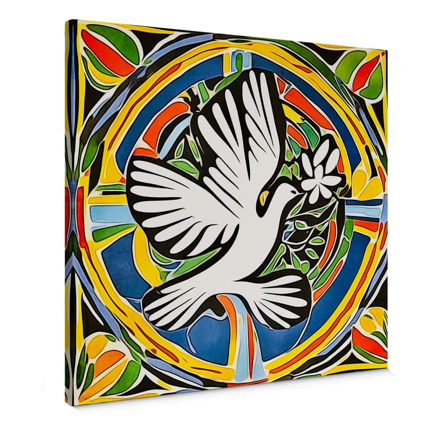Kolorowy obraz na płótnie Gołąb Pokoju - Inspirowany Matisse - Zamart - Kwadratowy