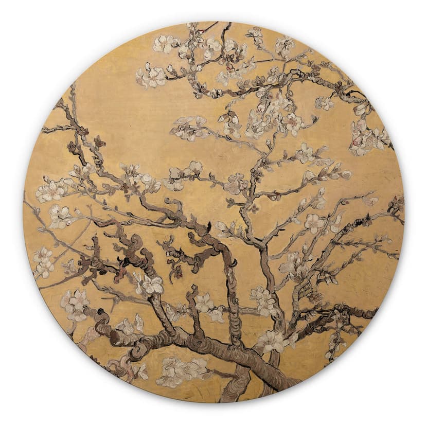 Obraz drewniany van Gogh - Almond Blossom Cream - okrągły