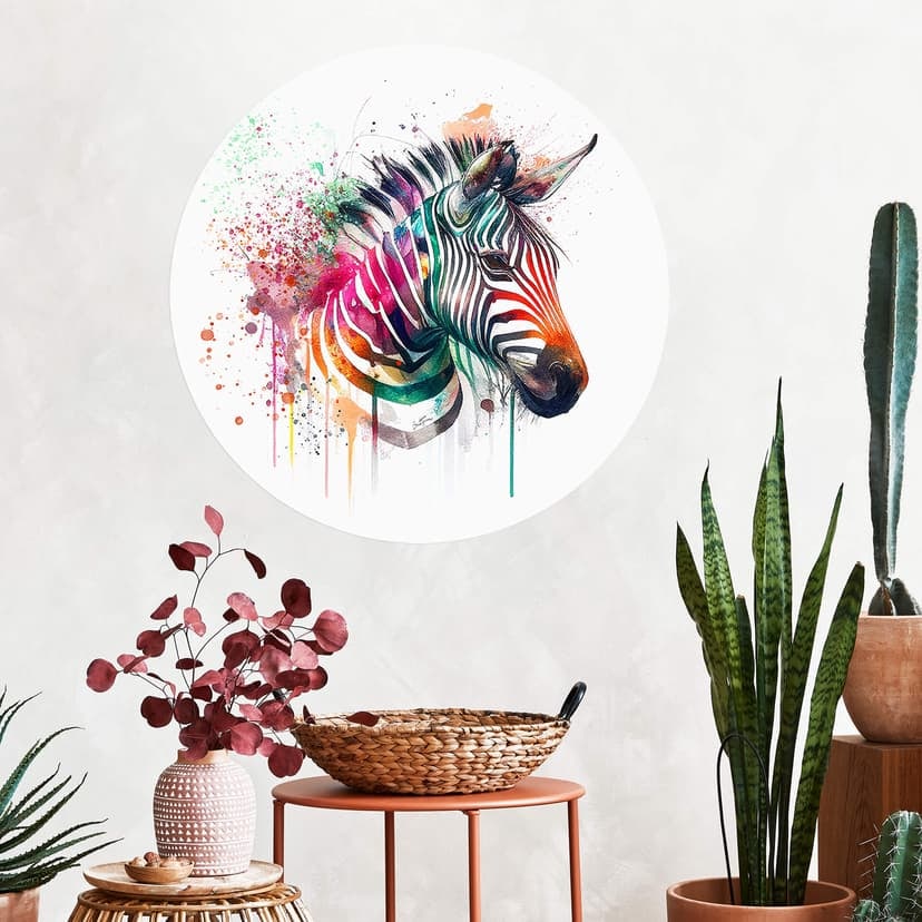 Naklejka na ścianę Heine - Tęczowa zebra - Okrągła