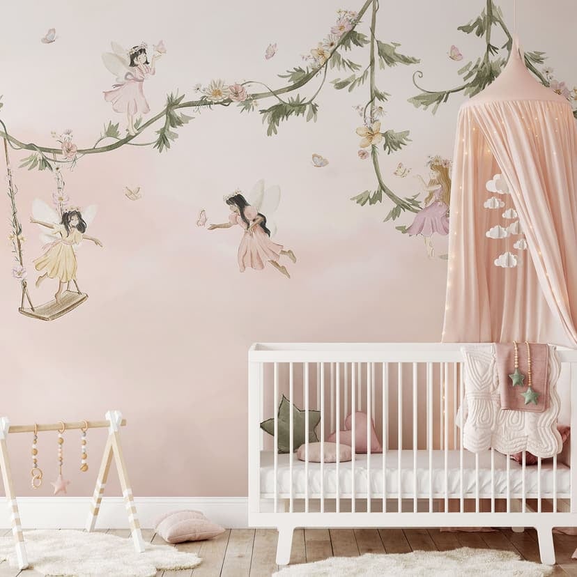 Fototapeta do pokoju dziecięcego - Małe wróżki nad różowymi chmurami - Oliver Robins