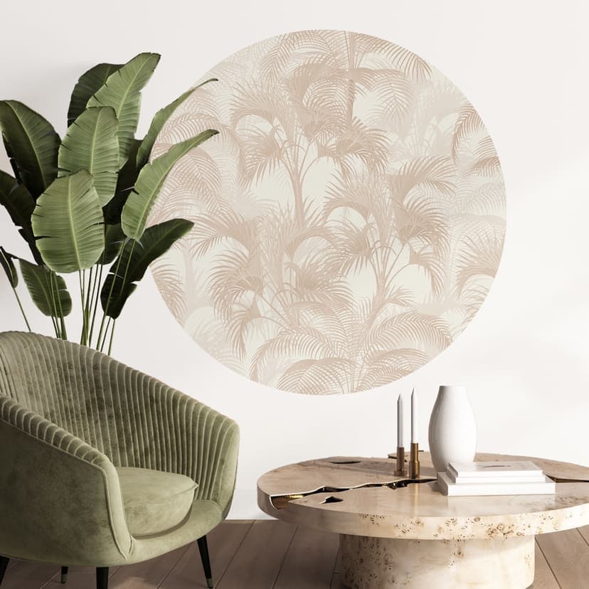 Naklejka na ścianę Palmy w dżungli beżowa - Bloomery Decor - okrągła