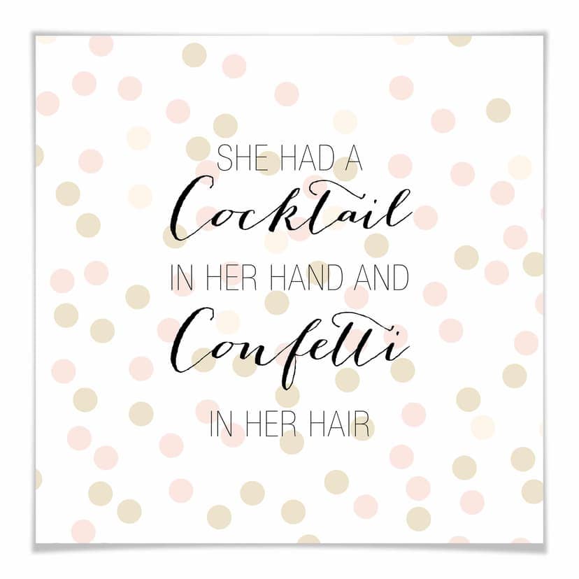 Plakat Confetti & Cream - Koktajl w jej dłoni i konfetti we włosach